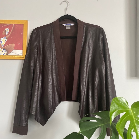 Peter Nygard Sweaters - Nygard Brown Leather Cardigan
